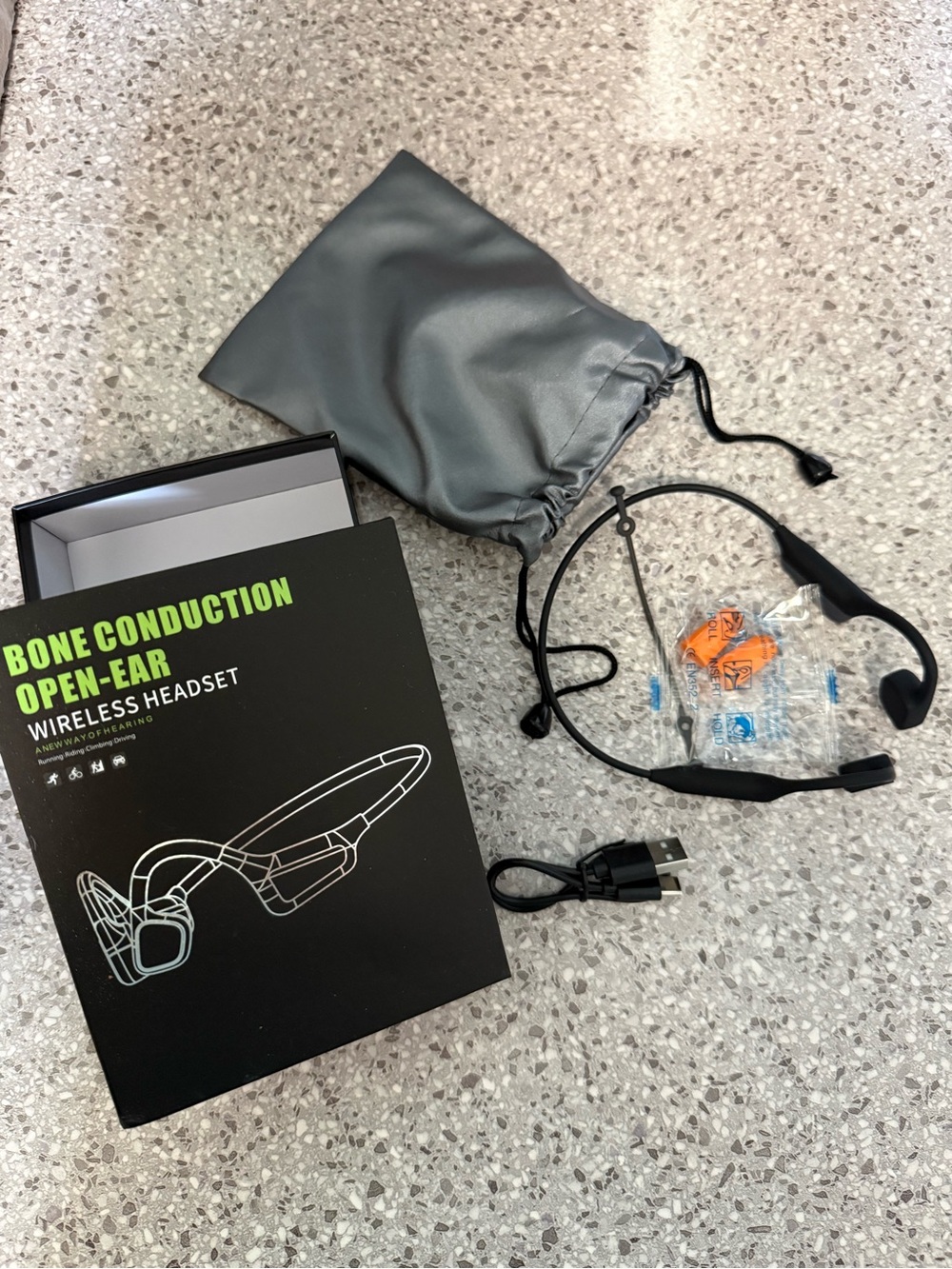 Wireless Bone Conduction Open-Ear Headset - Black